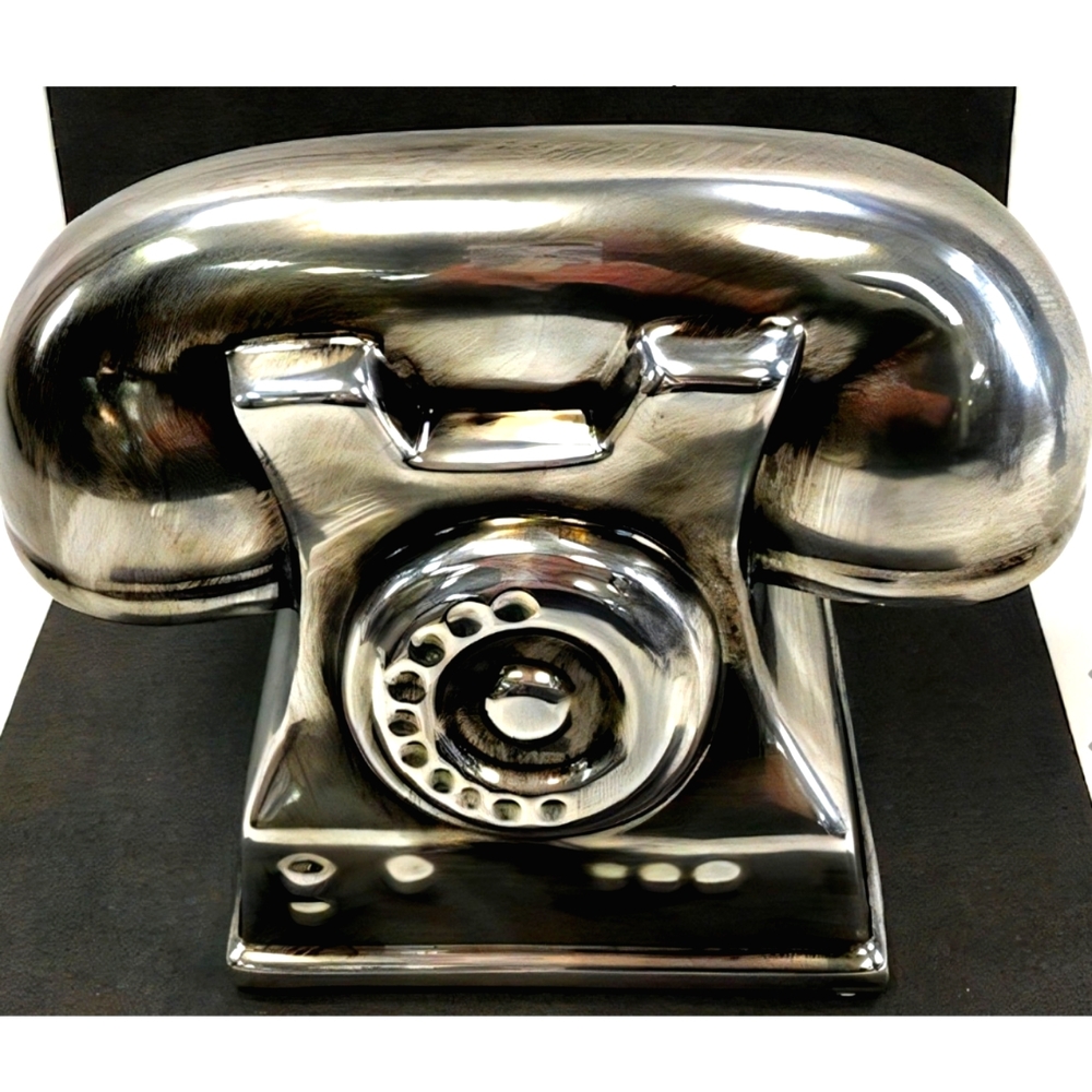 Silver Finished Ceramic Antique Telephone Decor (9x8) Life Size